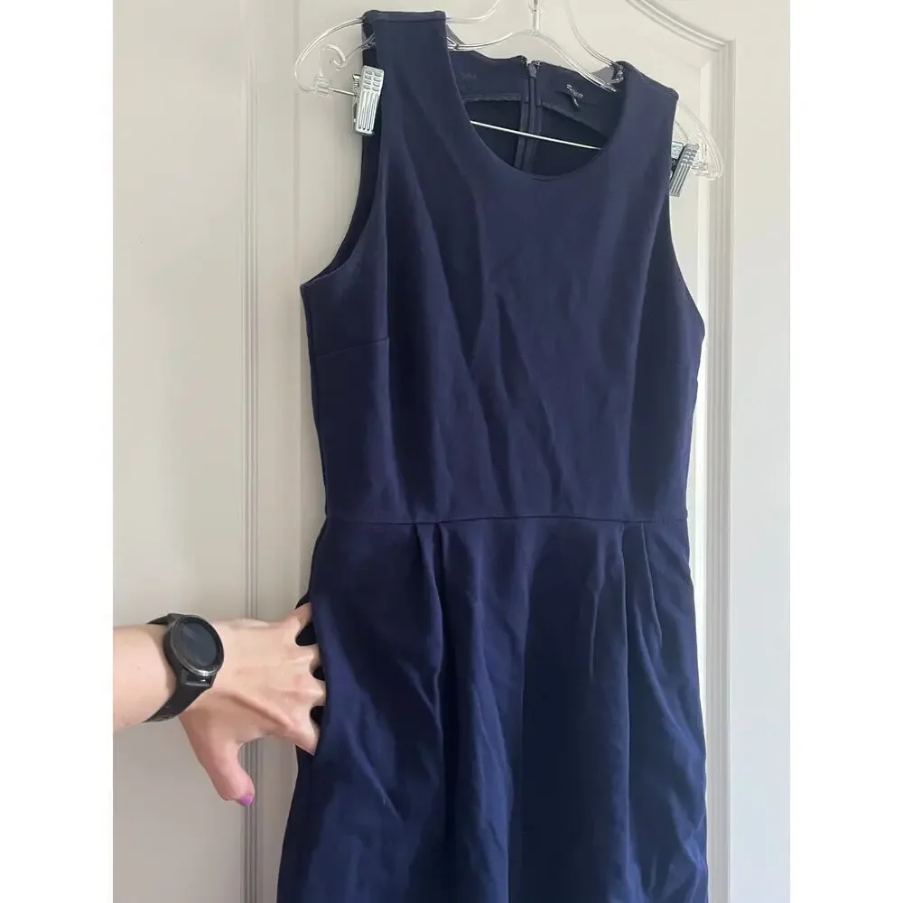 Madewell Navy Blue Verse Ponte Fit & Flare Pocket Sleeveless Mini Dress
